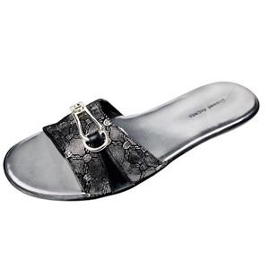 Etienne Aigner Womens Gray Print Slip On Sandals Size 10M